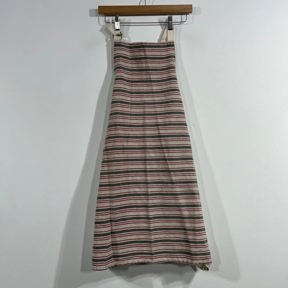 FEED West Elm Striped Canvas Apron Cotton Wool Blend Made in USA Kitchen Cottage